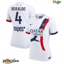 Camiseta Paris Saint-Germain Lucas Beraldo #4 Visitante Equipación para mujer 2025-26 manga corta